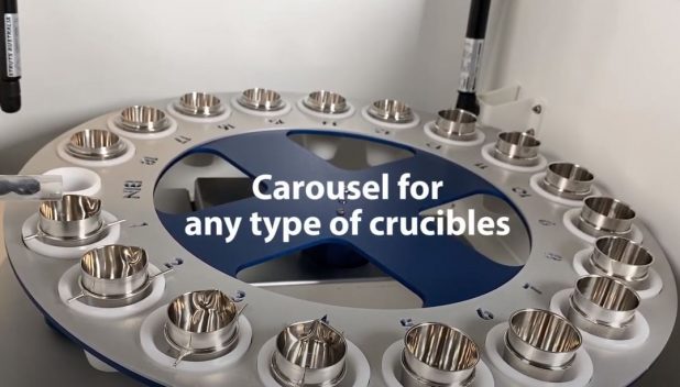 Use any type of crucible with the holding mechanism